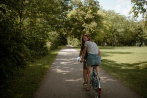 Engagement session with a bike