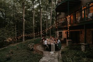 wisconsin intimate backyard wedding Door County string lights