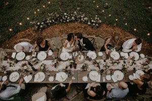 Door County micro backyard wedding vintage Wisconsin dinner table