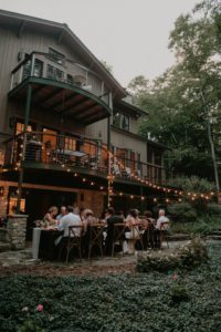 Door County micro backyard wedding vintage Wisconsin dinner string lights