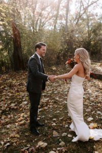 Wisconsin Halloween barn wedding moody first look