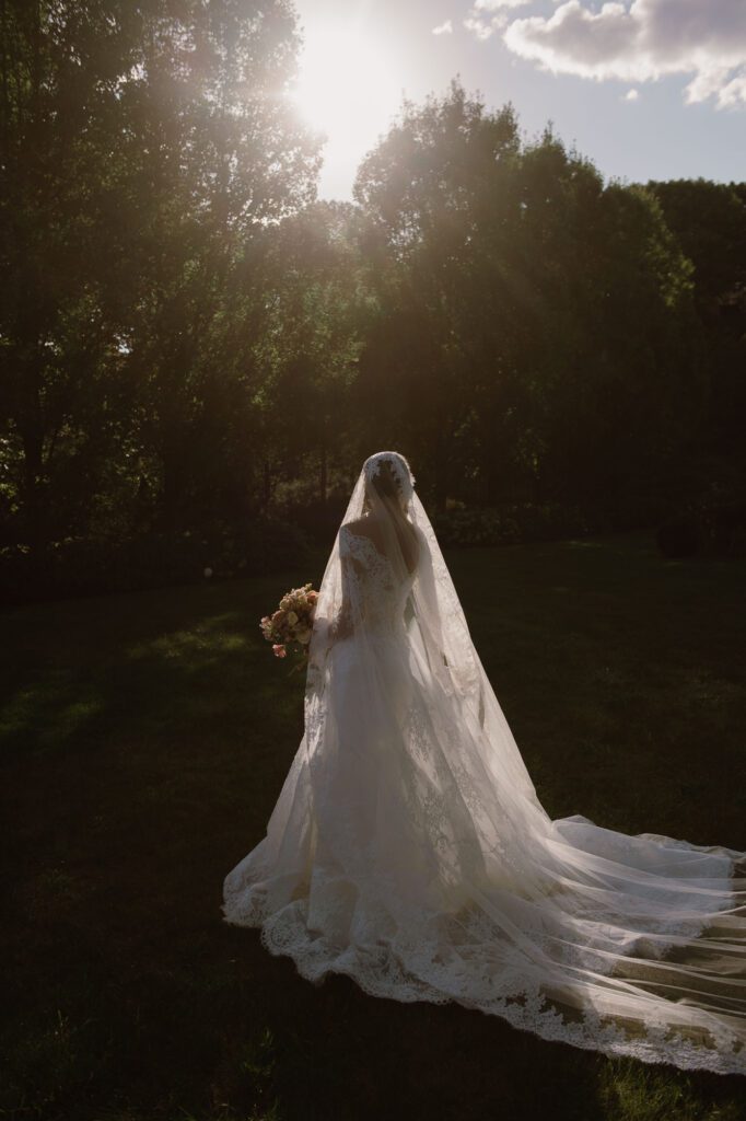 Villa Terrace Wisconsin wedding photos bride in garden