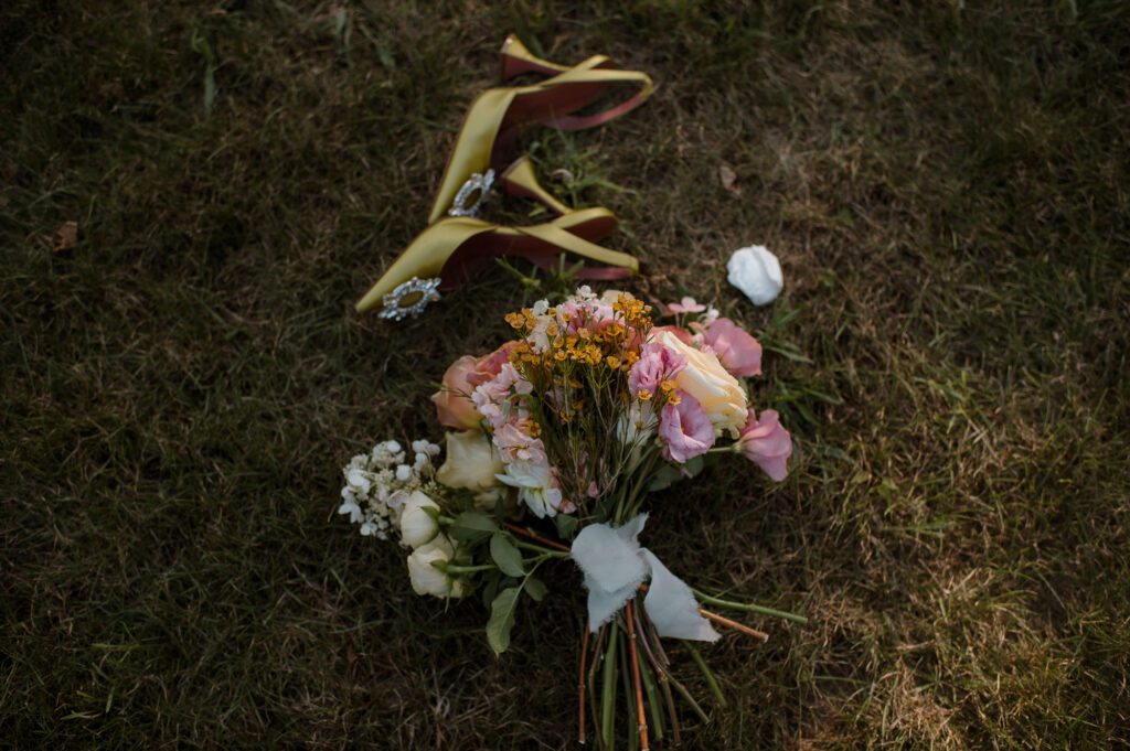 Bride and groom in garden at Villa Terrace wedding photos