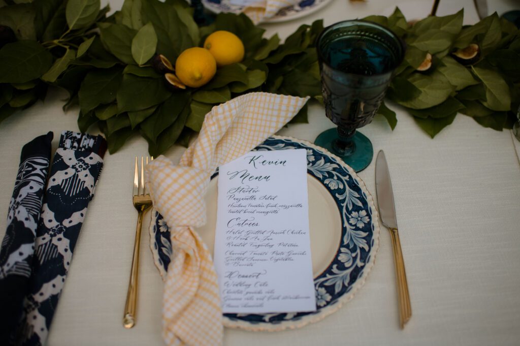 Dinner details of Villa Terrace wedding