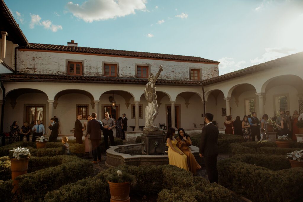 Courtyard of Villa Terrace Wisconsin wedding cocktail hour