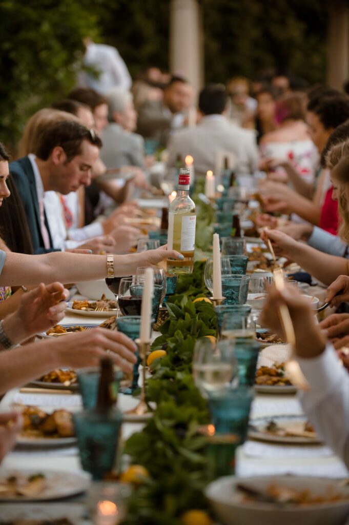 Dinner time at Villa Terrace in Milwaukee wedding photos