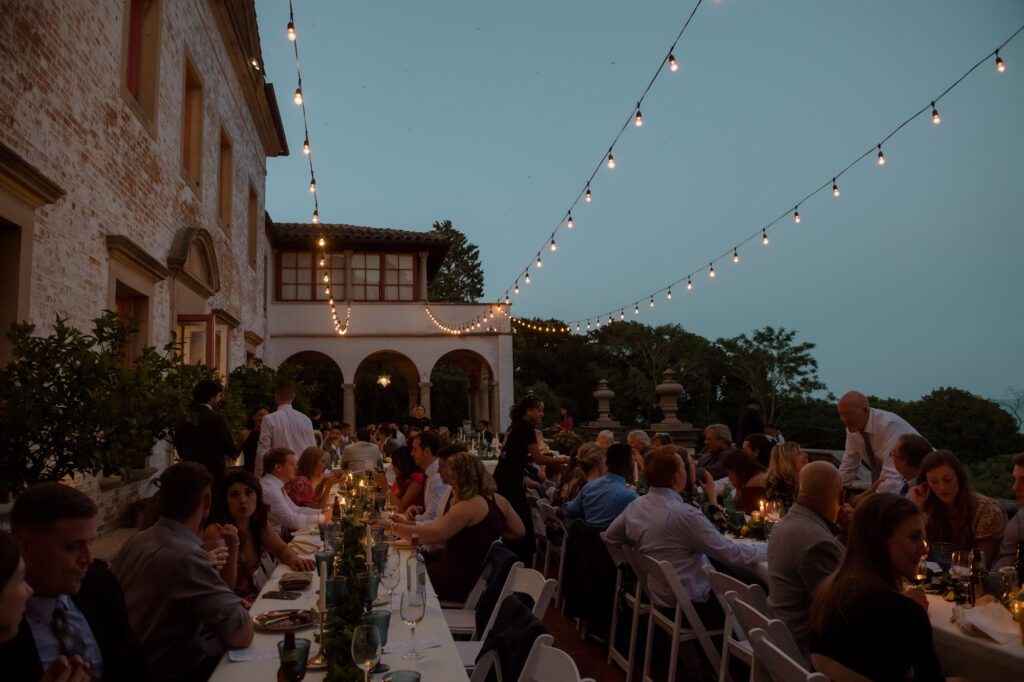 Night time view of dinner on Terrace at Villa Terrace Milwaukee