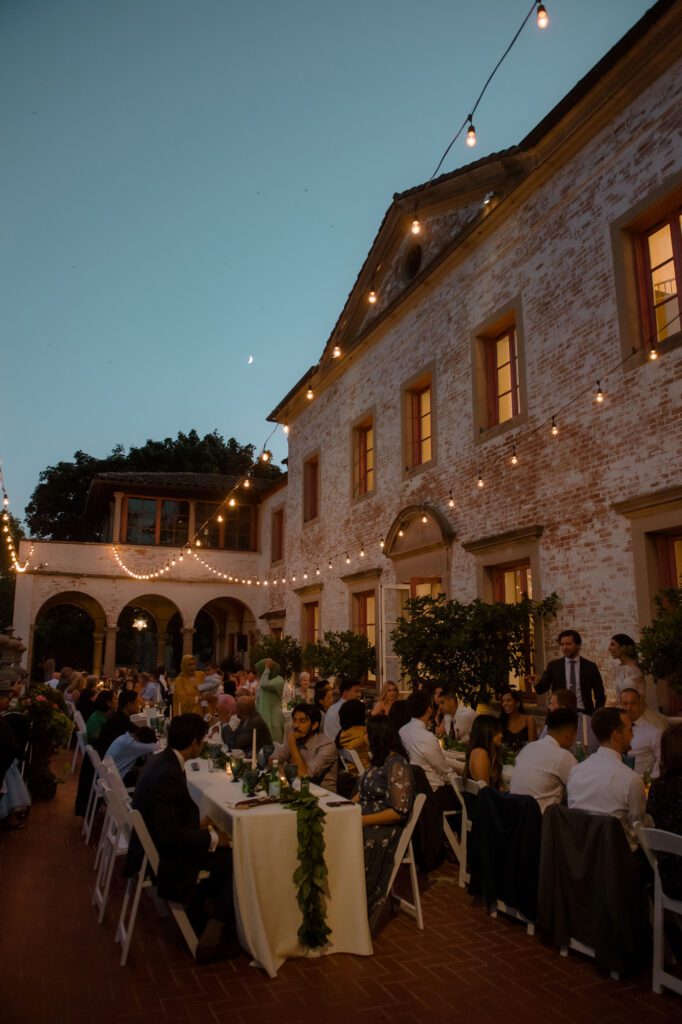 Night time view of dinner on Terrace at Villa Terrace