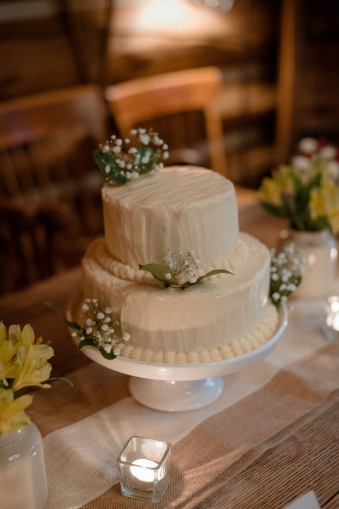 Wedding cake at River Wildlife reception