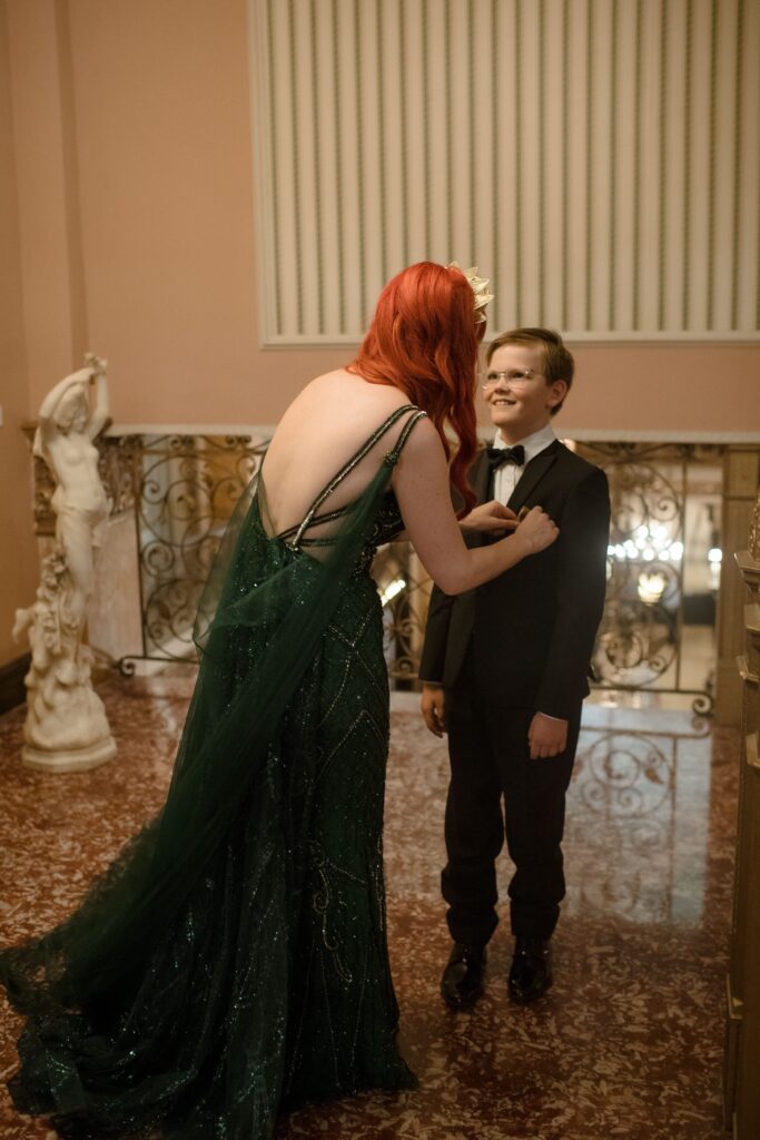 Bride and son at the Pfister Hotel in Milwaukee