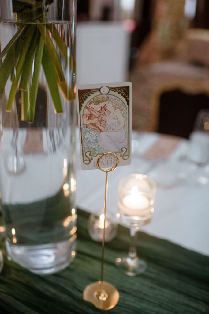 Custom tarot card seating at the Pfister Hotel in Milwaukee