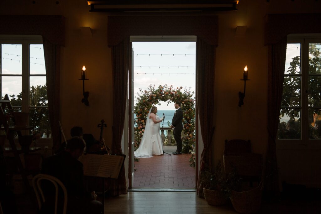 Wedding ceremony at Villa Terrace in Milwaukee
