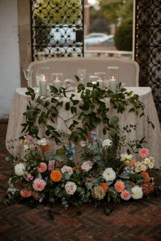 Head table at wedding reception at Villa Terrace in Milwaukee