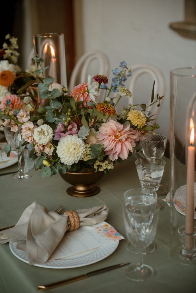 Reception table decor at Villa Terrace