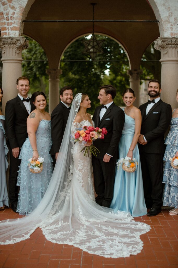 Bridal party portrait at Villa Terrace in Milwaukee
