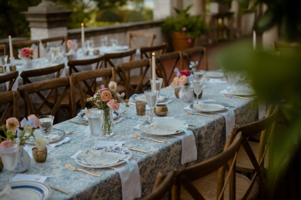 Romantic wedding reception decor at Villa Terrace in Milwaukee