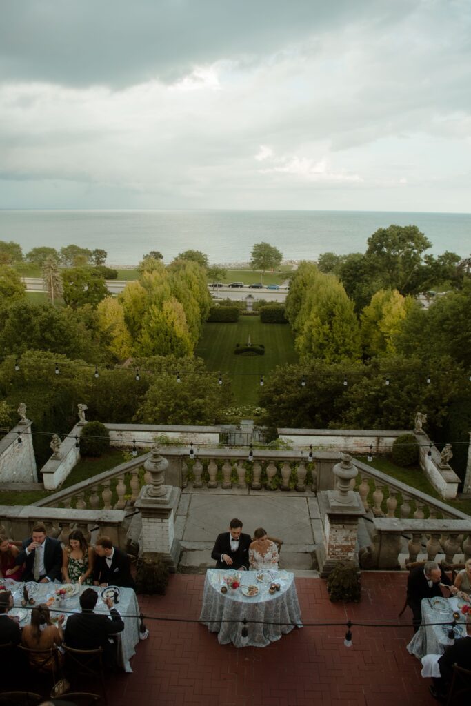 Overhead shot of wedding reception at Villa Terrace in Milwaukee