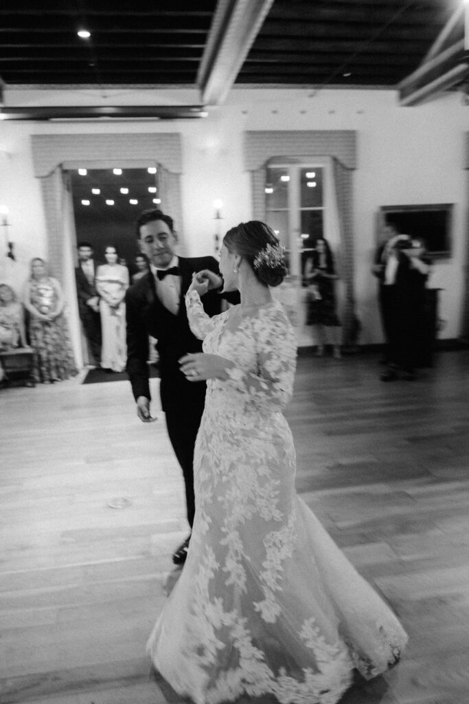Bride and groom dance at Villa Terrace