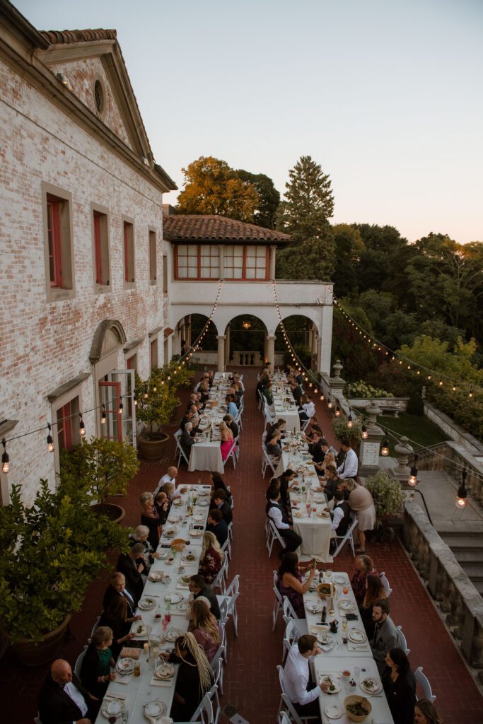 Romantic sunset reception at Villa Terrace in Milwaukee