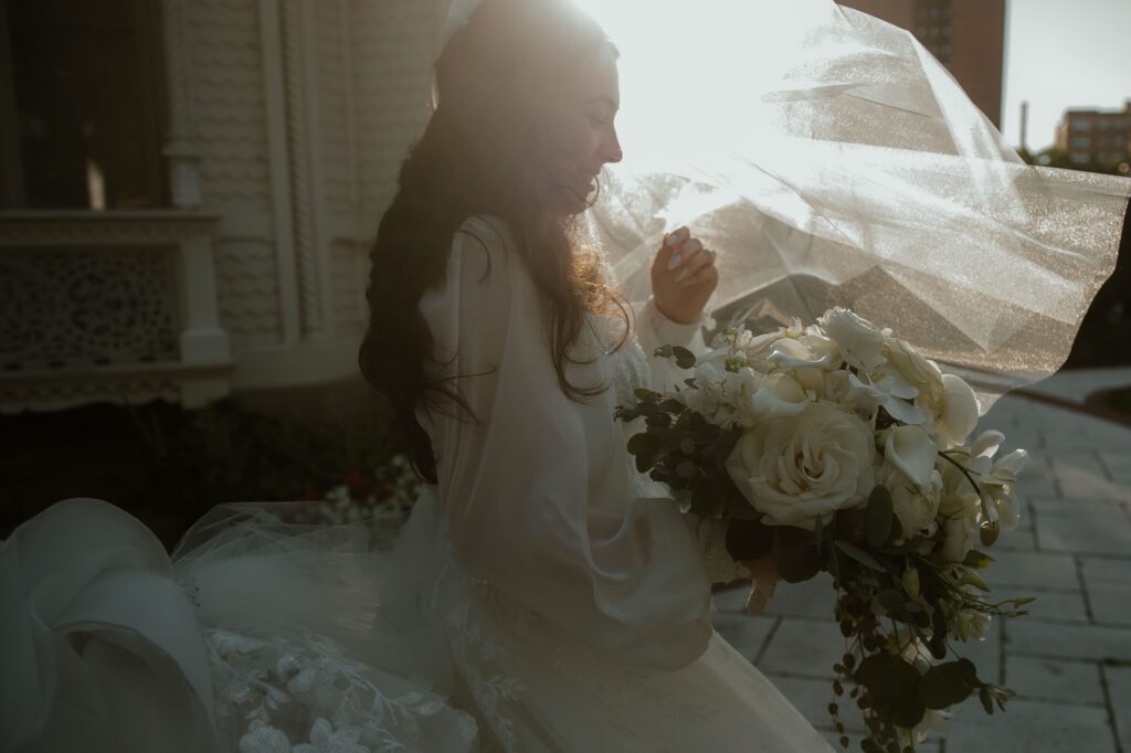 The Wisconsin Club bridal portrait on wedding day