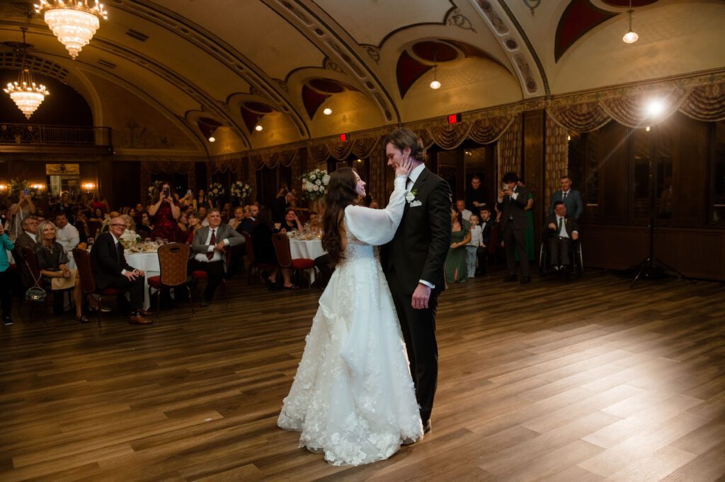 Bride and groom first dance at Milwaukee wedding reception