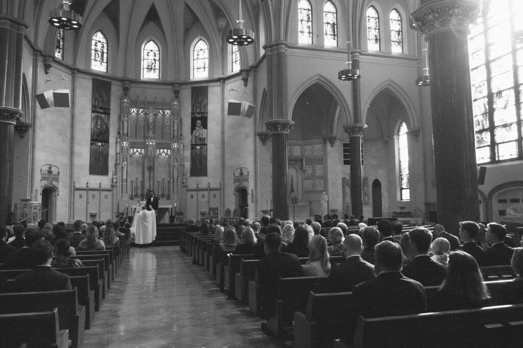Audience watching the Church of Gesu wedding ceremony