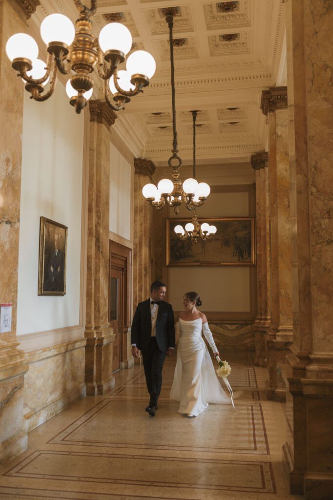 Wedding portrait at Milwaukee Central Library
