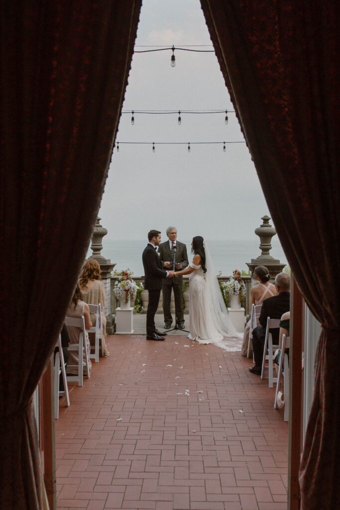 Villa Terrace wedding ceremony in the spring