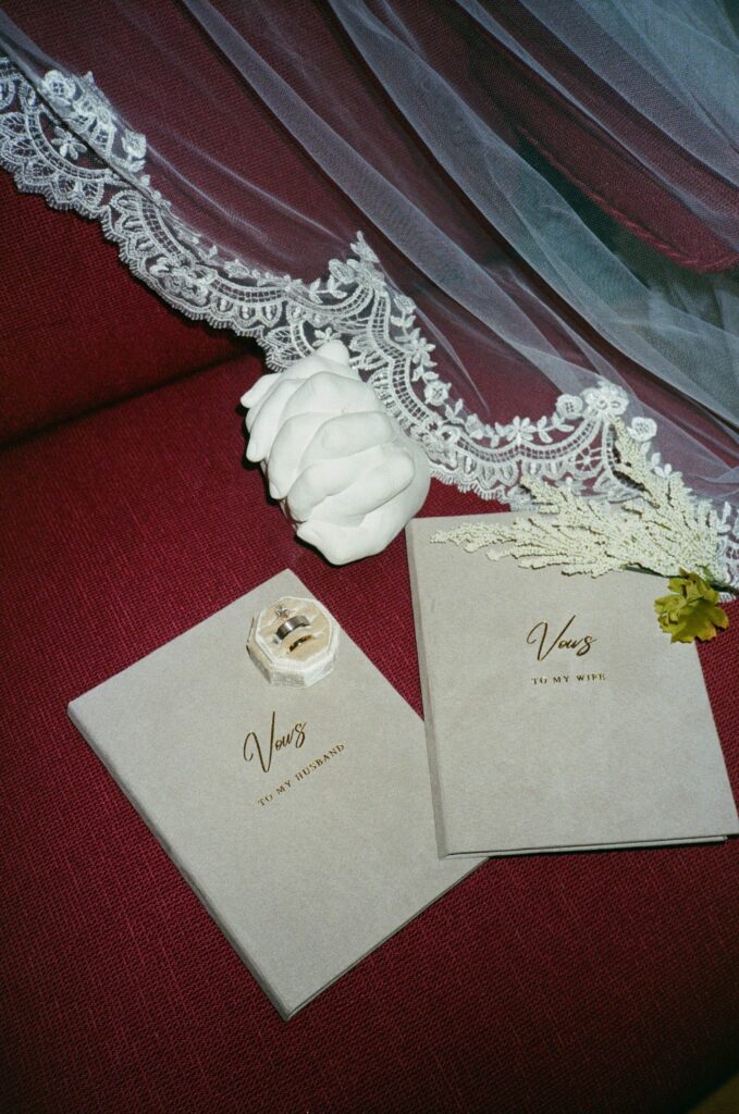 Vow books photographed by Milwaukee wedding photographer